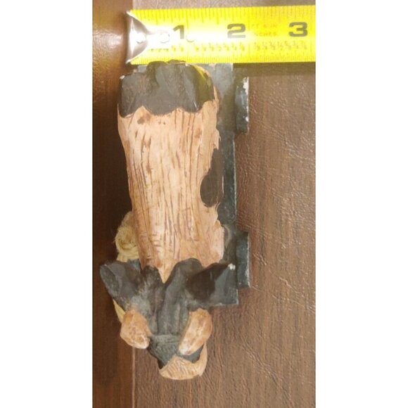 Rustic Plastic Wood-like Carved Black Spotted Cow on Pull Cart Farm Barn Decor - Picture 10 of 11